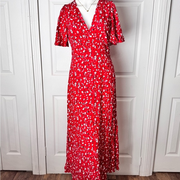 A New Day Red Floral Short-Sleeve Maxi Dress Size 4 - Picture 11 of 14